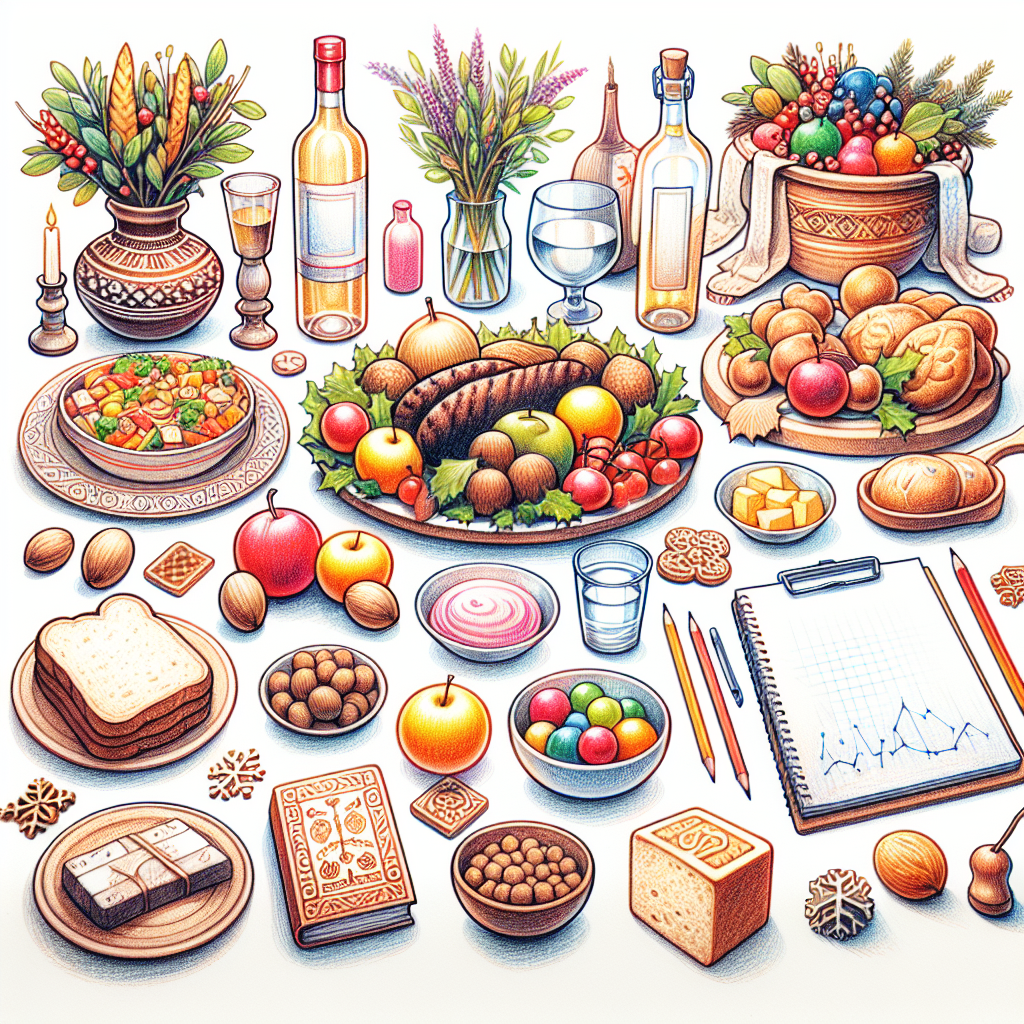 Pastelková ilustrace znázorňující téma: Vánoční tradice