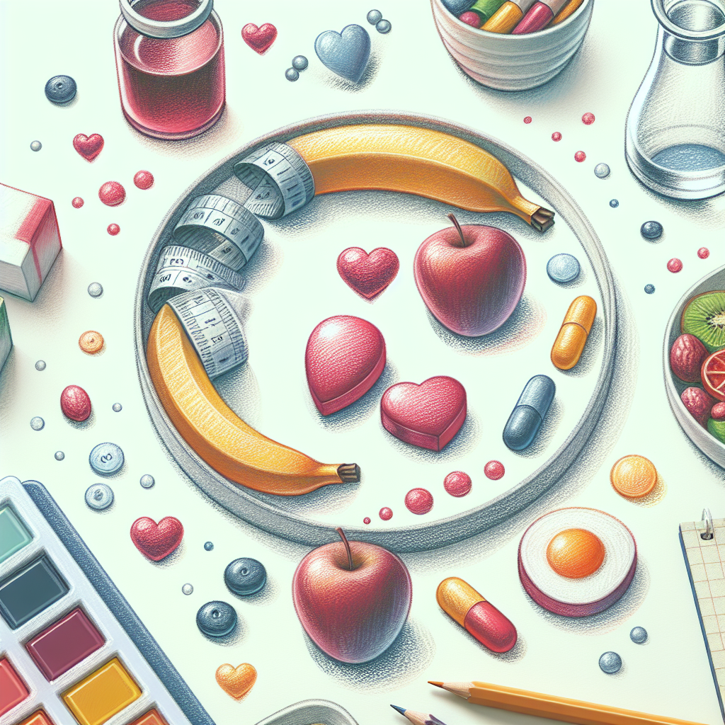 Pastelková ilustrace znázorňující téma: Zdraví a výživa