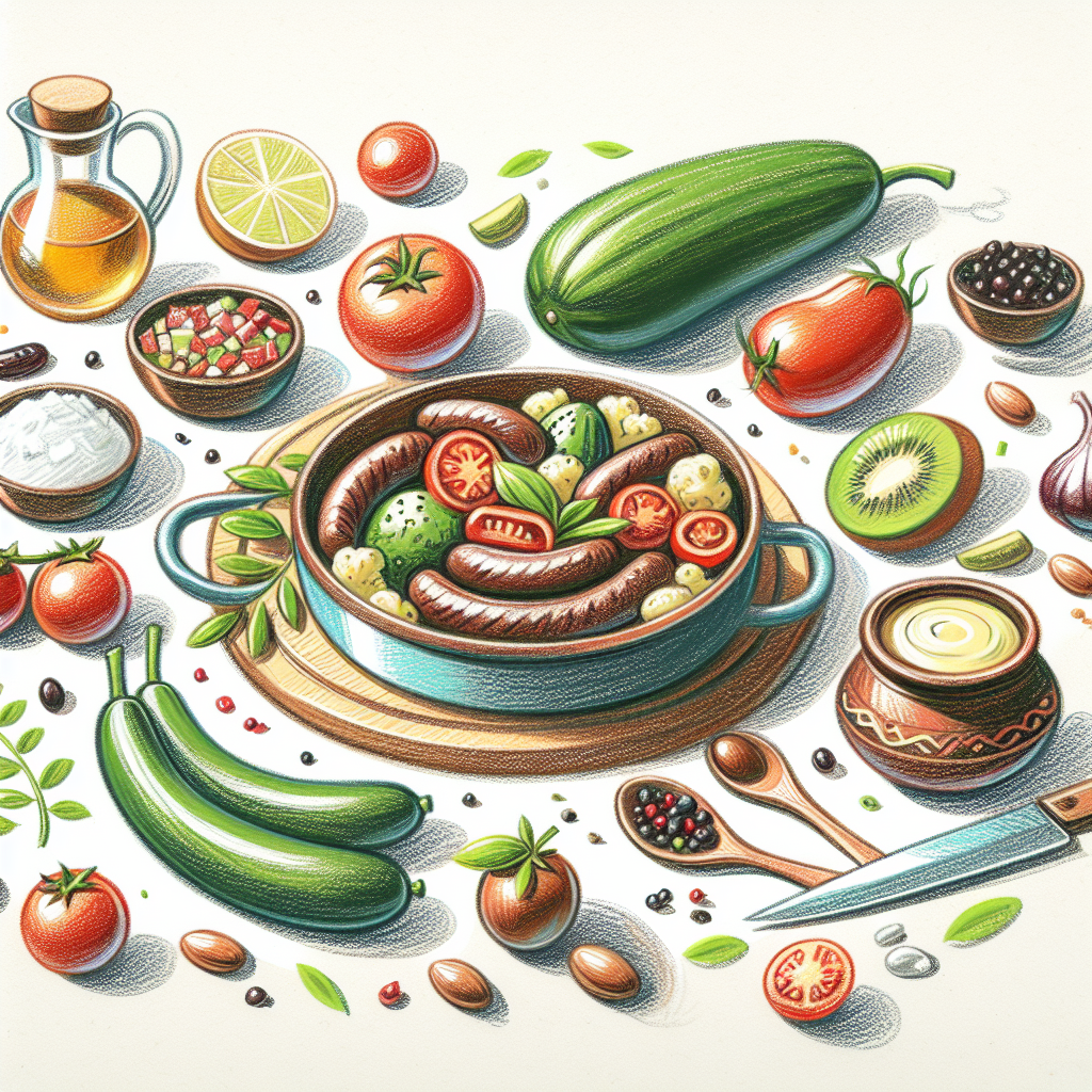 Pastelková ilustrace znázorňující téma: Turecká kuchyně