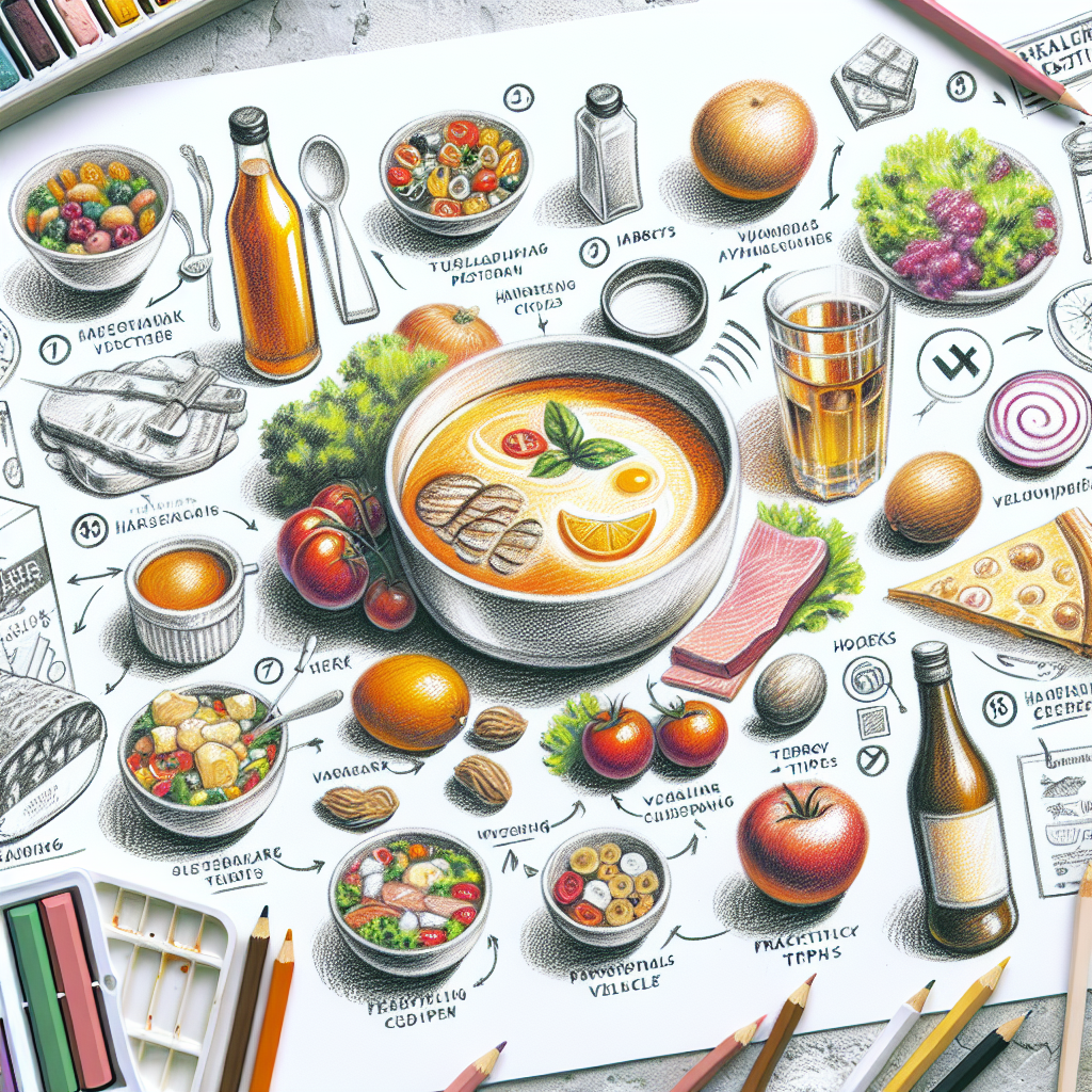 Pastelková ilustrace znázorňující téma: Kuchyně