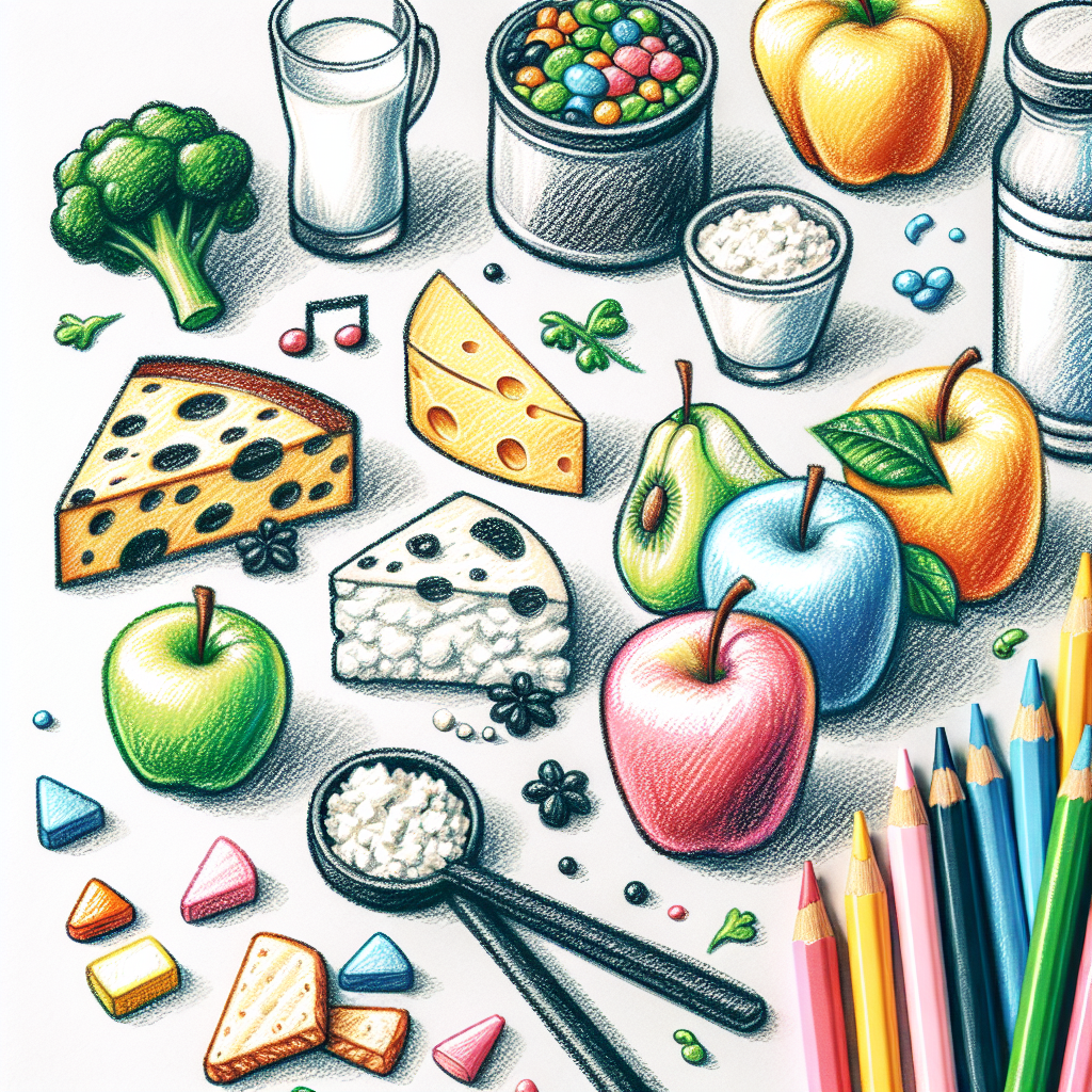 Pastelková ilustrace znázorňující téma: Diety