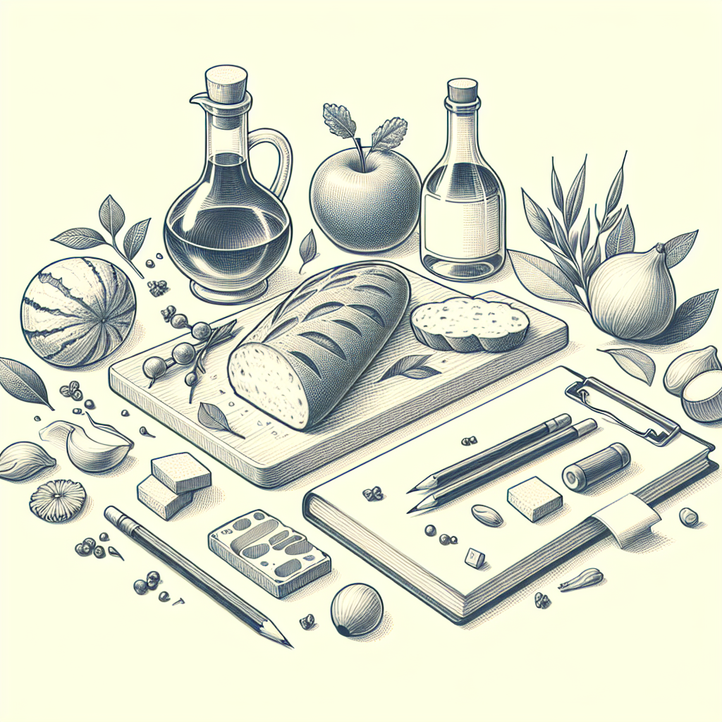 Pastelková ilustrace znázorňující téma: Francouzská kuchyně
