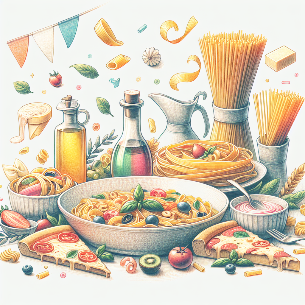 Pastelková ilustrace znázorňující téma: Italská kuchyně