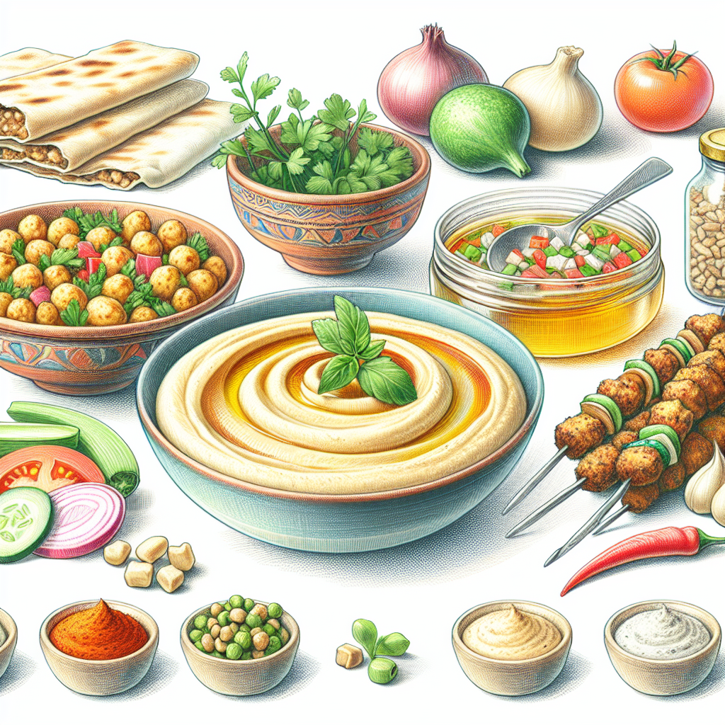 Pastelková ilustrace znázorňující téma: Arabská kuchyně