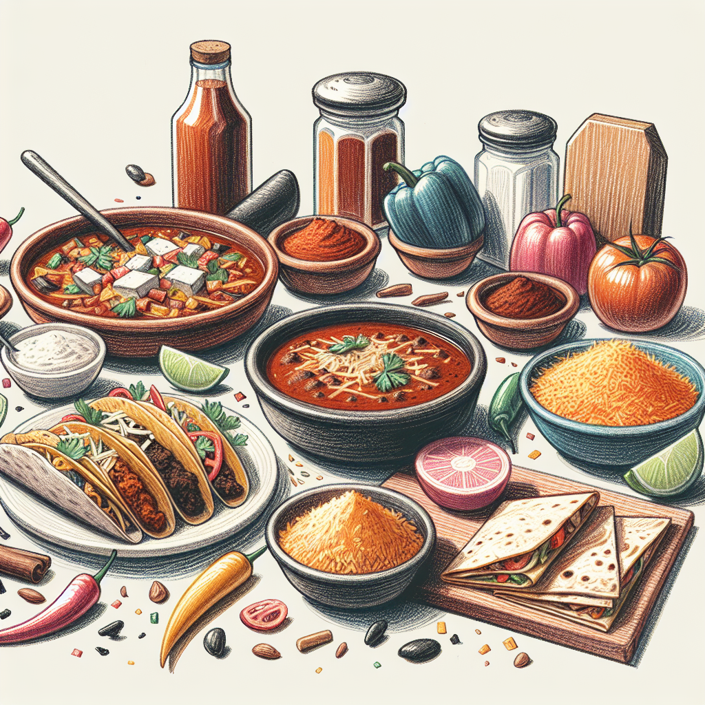 Pastelková ilustrace znázorňující téma: Mexická kuchyně