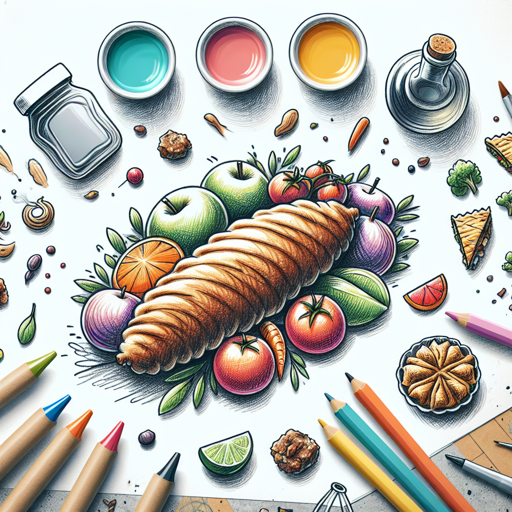 Pastelková ilustrace znázorňující téma: Kuchyně