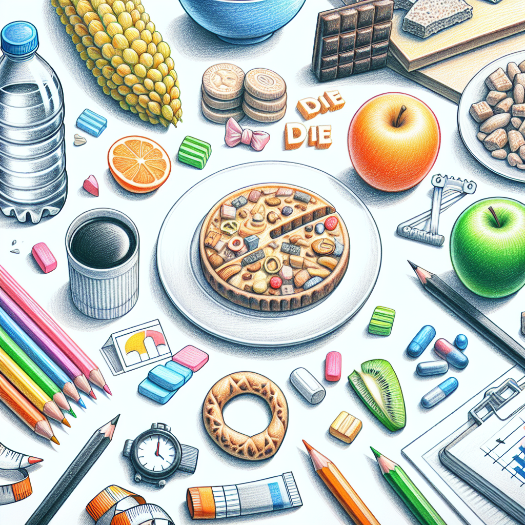 Pastelková ilustrace znázorňující téma: Diety