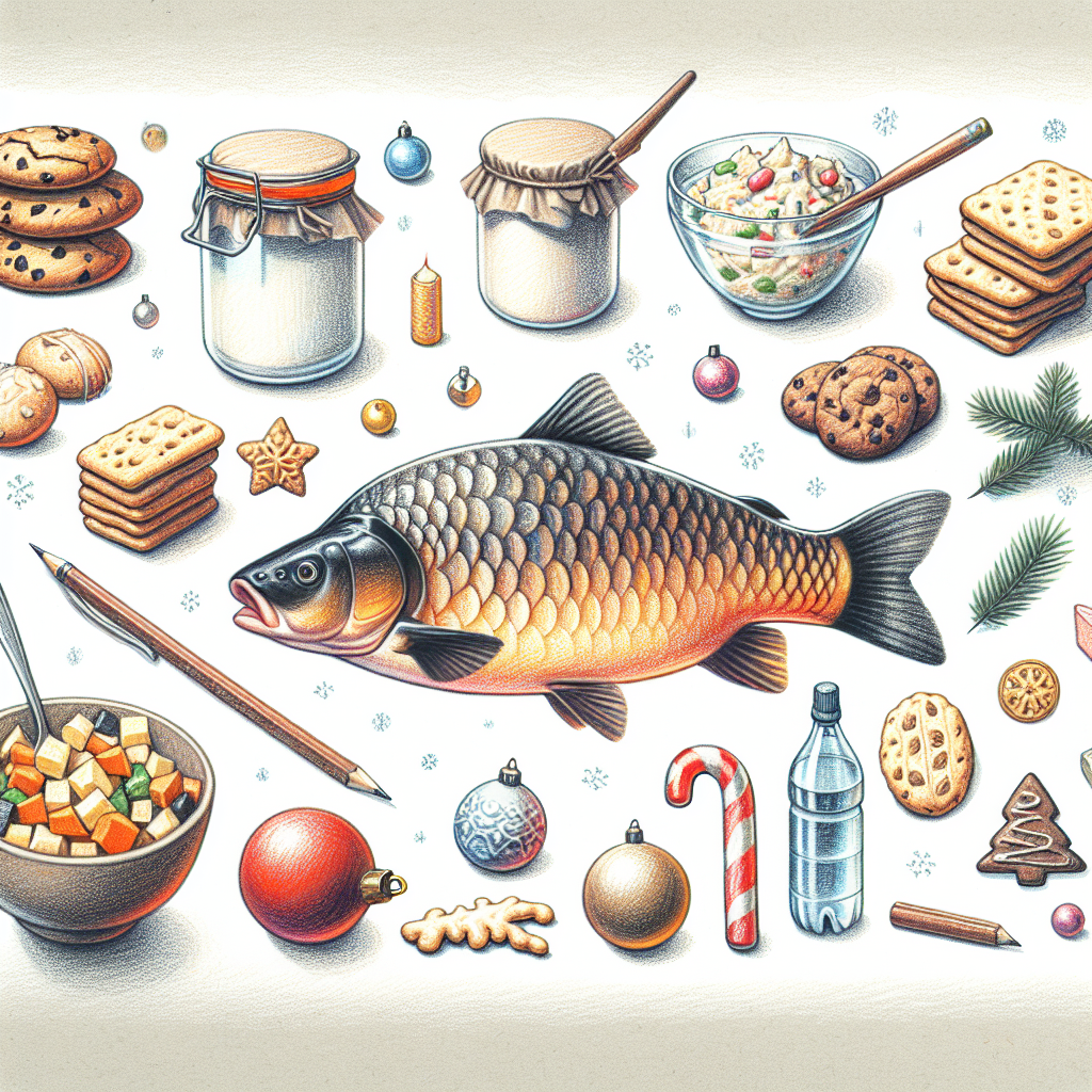 Pastelková ilustrace znázorňující téma: Vánoční jídla