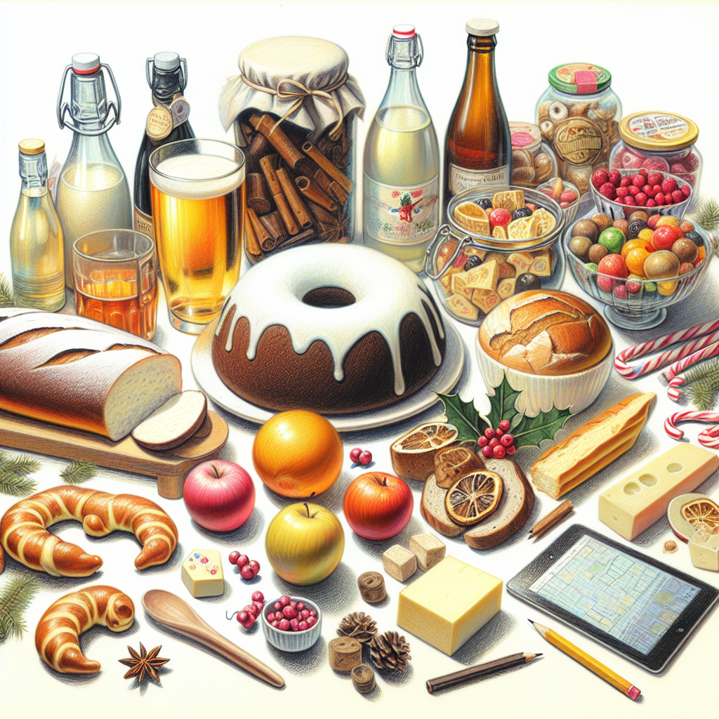 Pastelková ilustrace znázorňující téma: Vánoční recepty