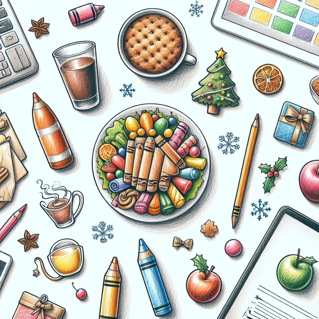 Pastelková ilustrace znázorňující téma: Vánoční recepty