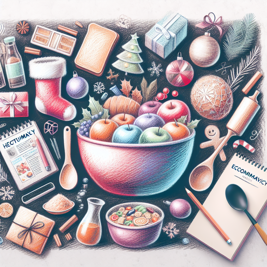 Pastelková ilustrace znázorňující téma: Vánoční vaření