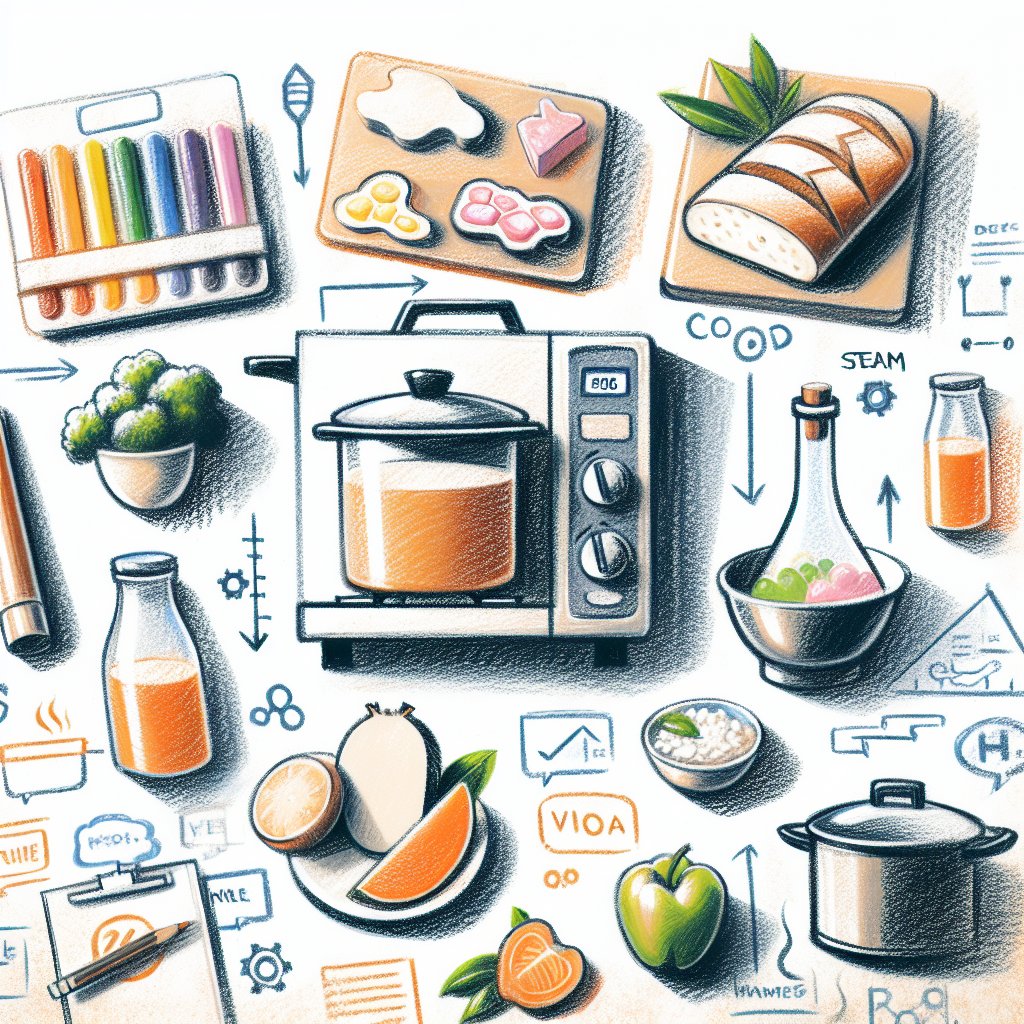 Pastelková ilustrace znázorňující téma: Kuchyňské techniky
