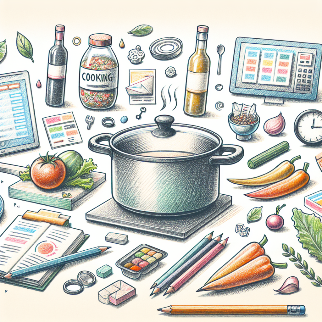 Pastelková ilustrace znázorňující téma: Vaření