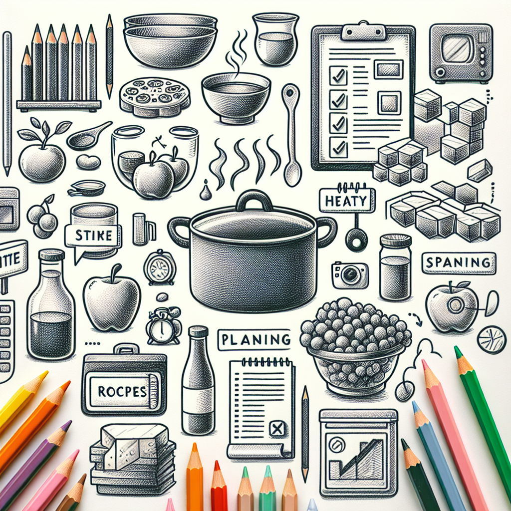 Pastelková ilustrace znázorňující téma: Vaření