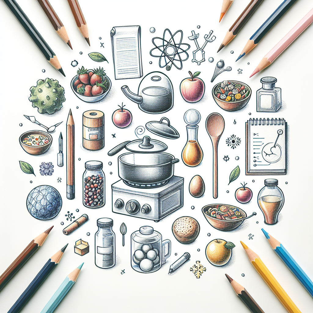 Pastelková ilustrace znázorňující téma: Kuchyně