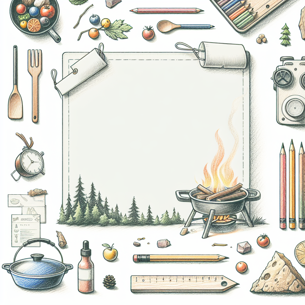 Pastelková ilustrace znázorňující téma: Vaření v přírodě