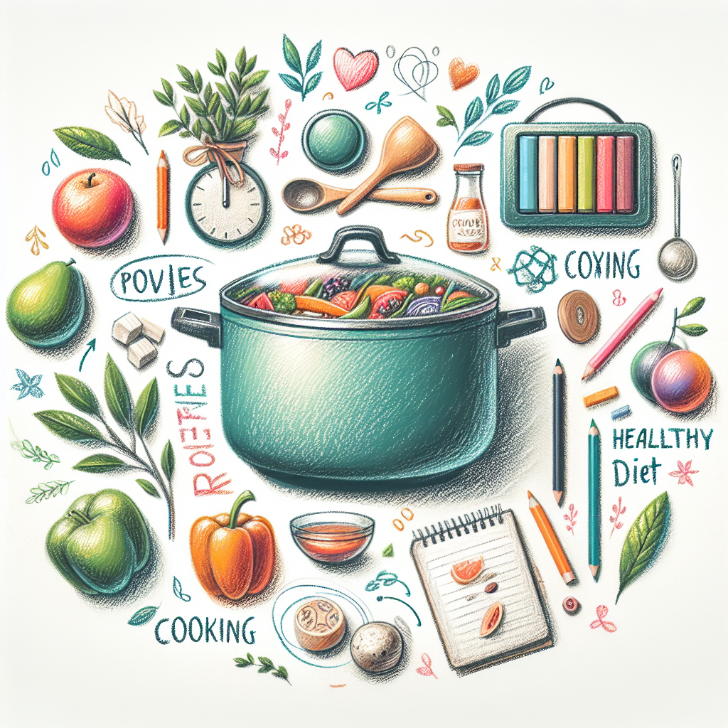 Pastelková ilustrace znázorňující téma: Vaření
