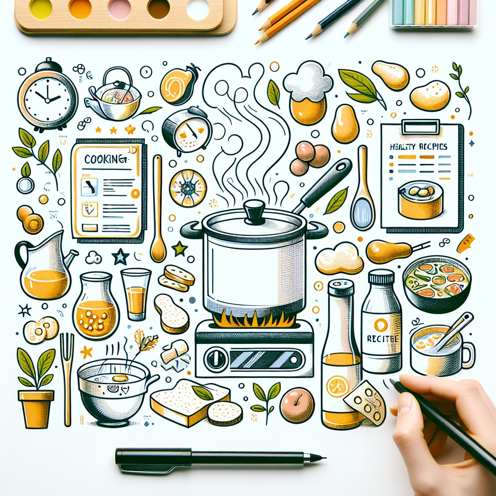 Pastelková ilustrace znázorňující téma: Zdravé vaření