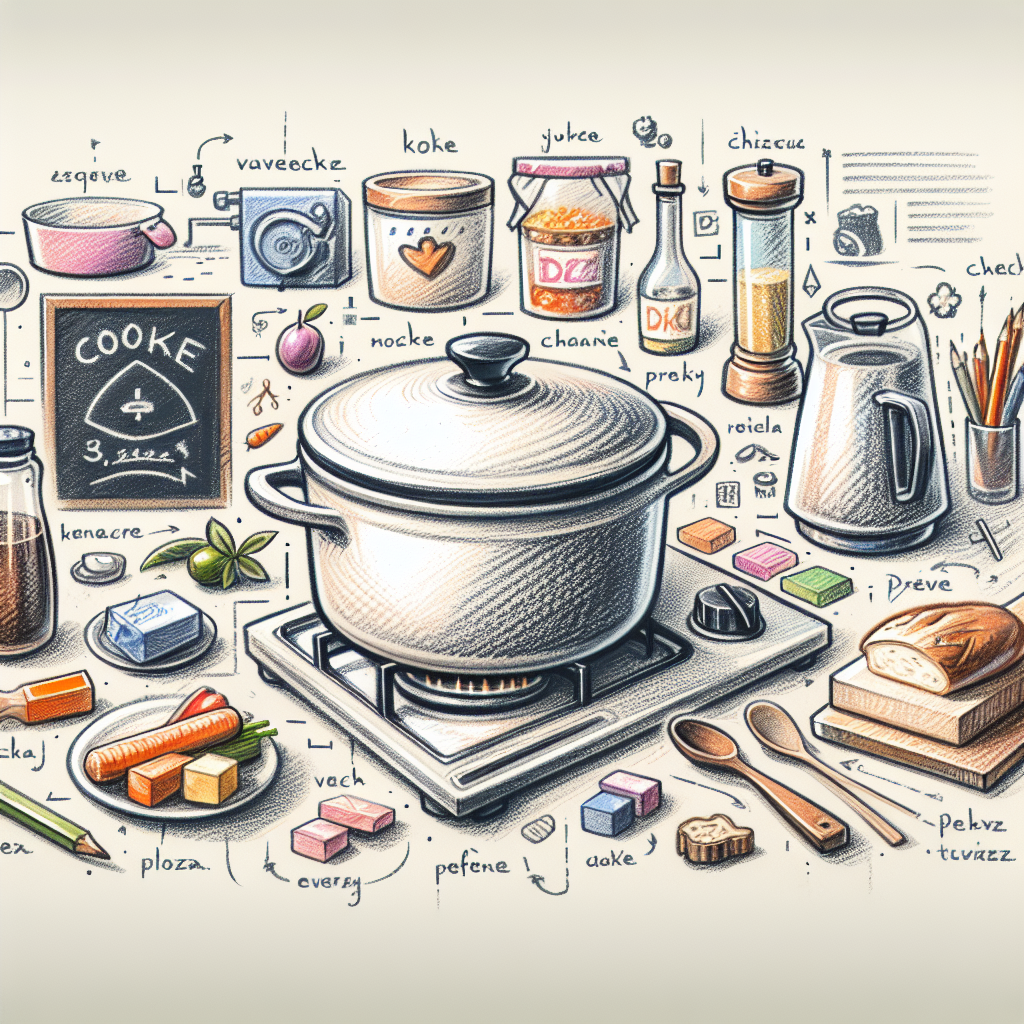 Pastelková ilustrace znázorňující téma: Česká kuchyně