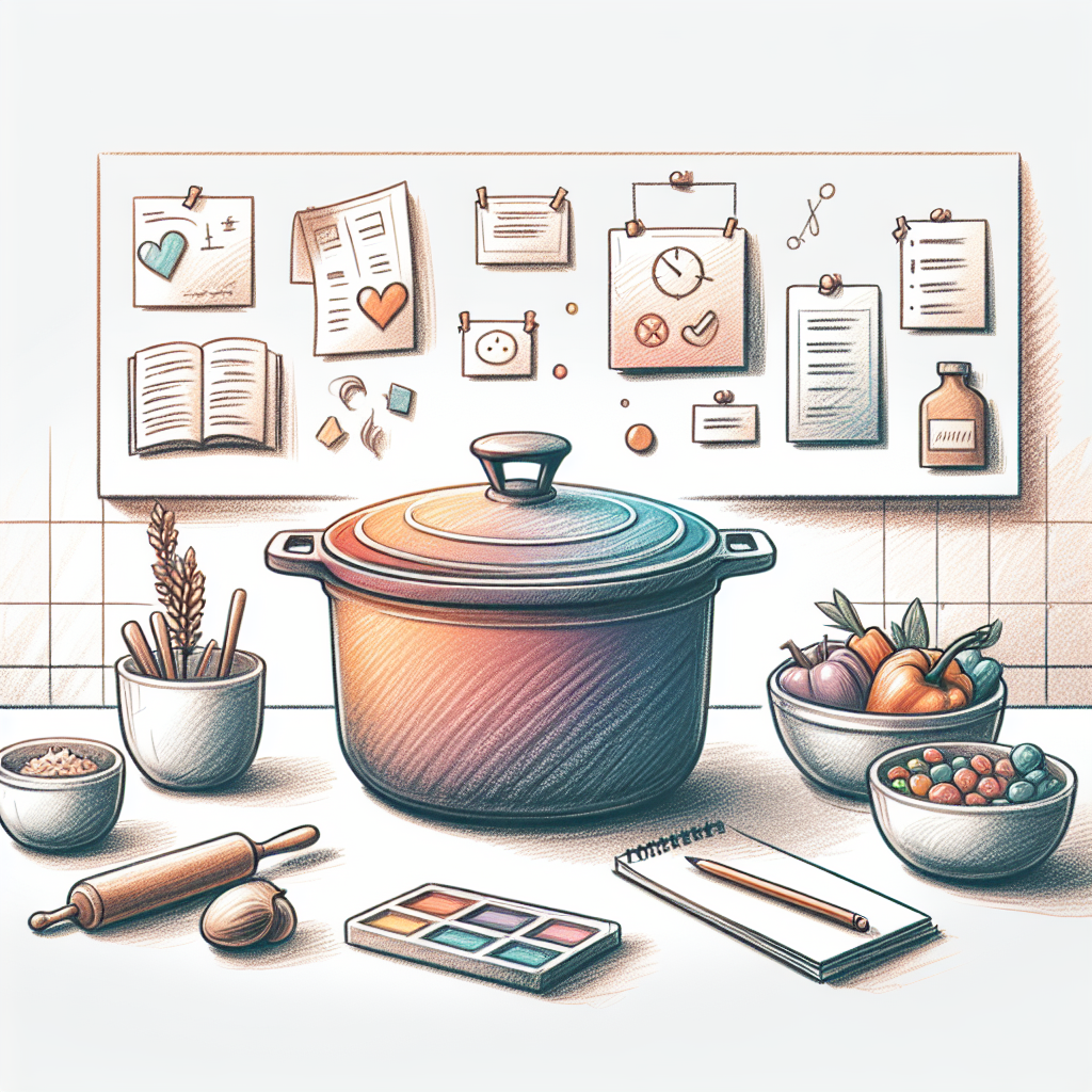 Pastelková ilustrace znázorňující téma: Vaření