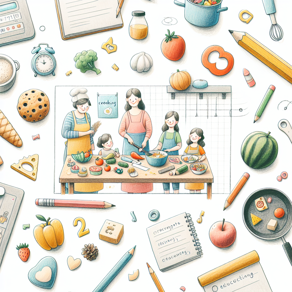 Pastelková ilustrace znázorňující téma: Rodinné vaření