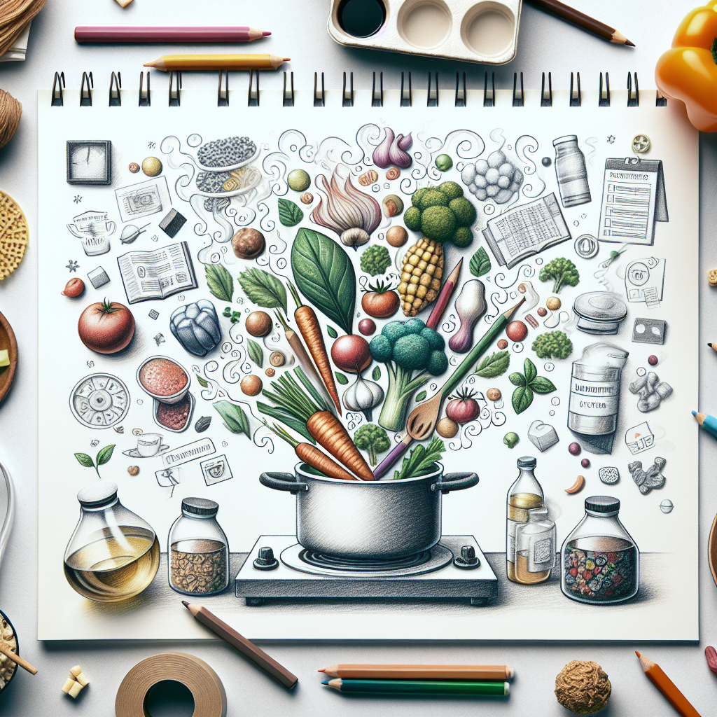 Pastelková ilustrace znázorňující téma: Vaření
