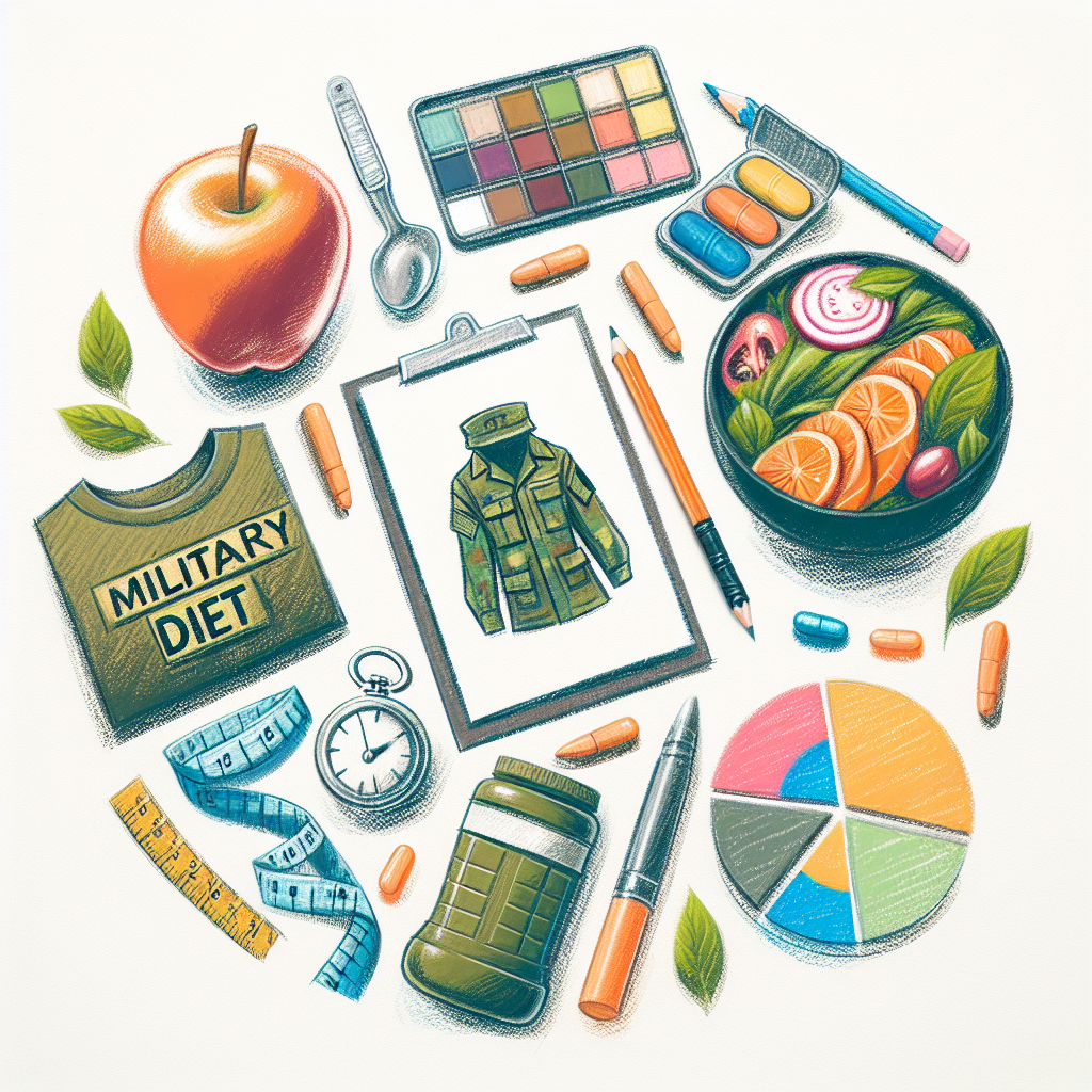 Pastelková ilustrace znázorňující téma: Diety a hubnutí
