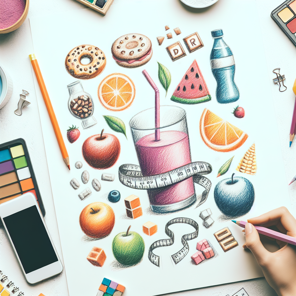 Pastelková ilustrace znázorňující téma: Diety