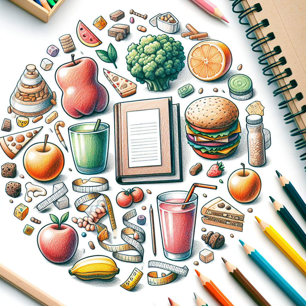 Pastelková ilustrace znázorňující téma: Dieta a výživa