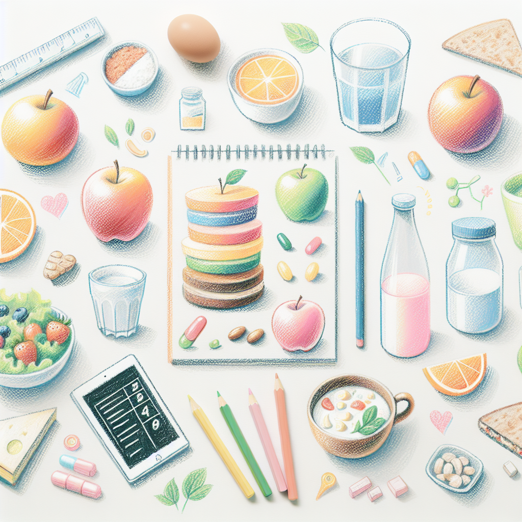 Pastelková ilustrace znázorňující téma: Zdravá výživa