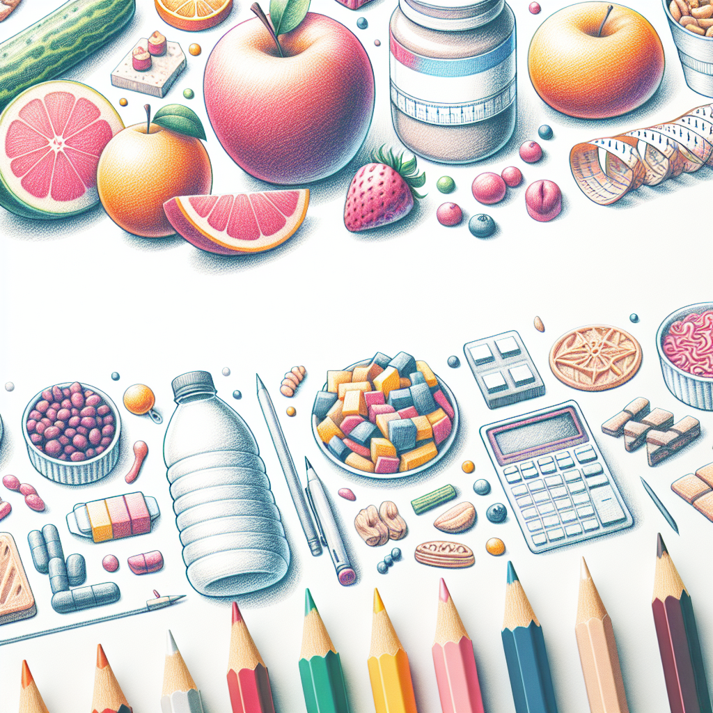 Pastelková ilustrace znázorňující téma: Diety