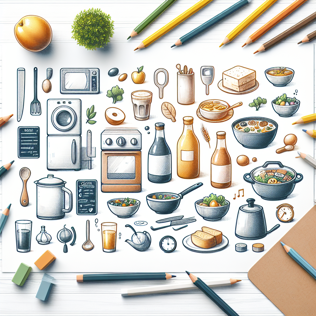 Pastelková ilustrace znázorňující téma: Vaření