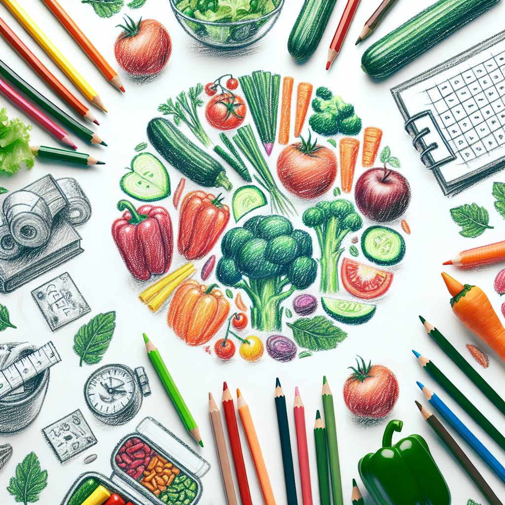 Pastelková ilustrace znázorňující téma: Výživa