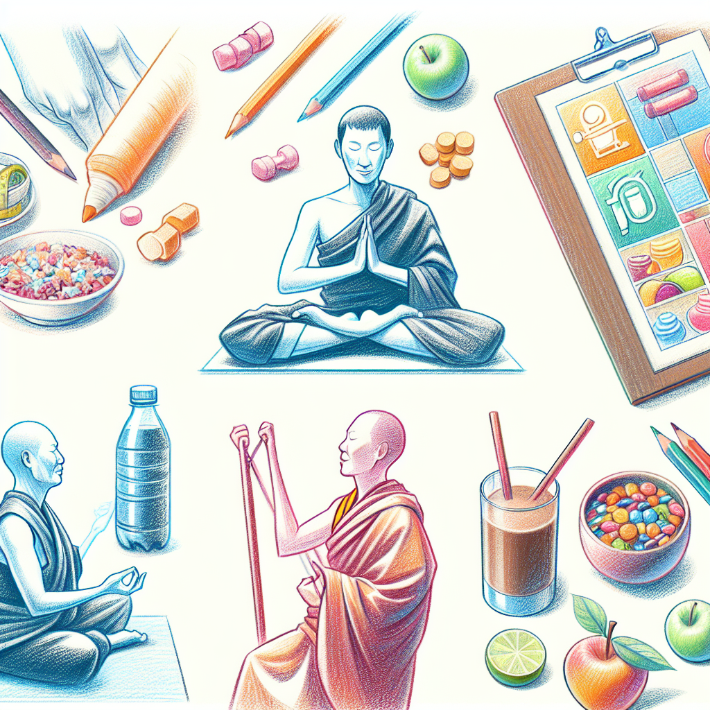 Pastelková ilustrace znázorňující téma: Hubnutí a cvičení