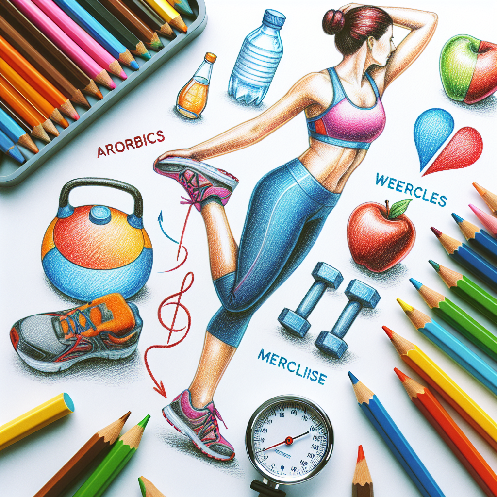 Pastelková ilustrace znázorňující téma: Cvičení a zdraví