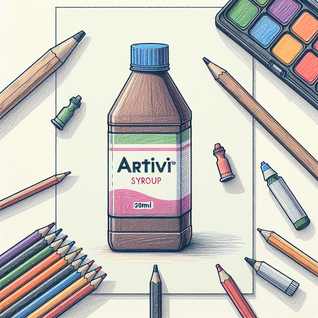 Pastelková ilustrace znázorňující téma: artivit sirup 200ml
