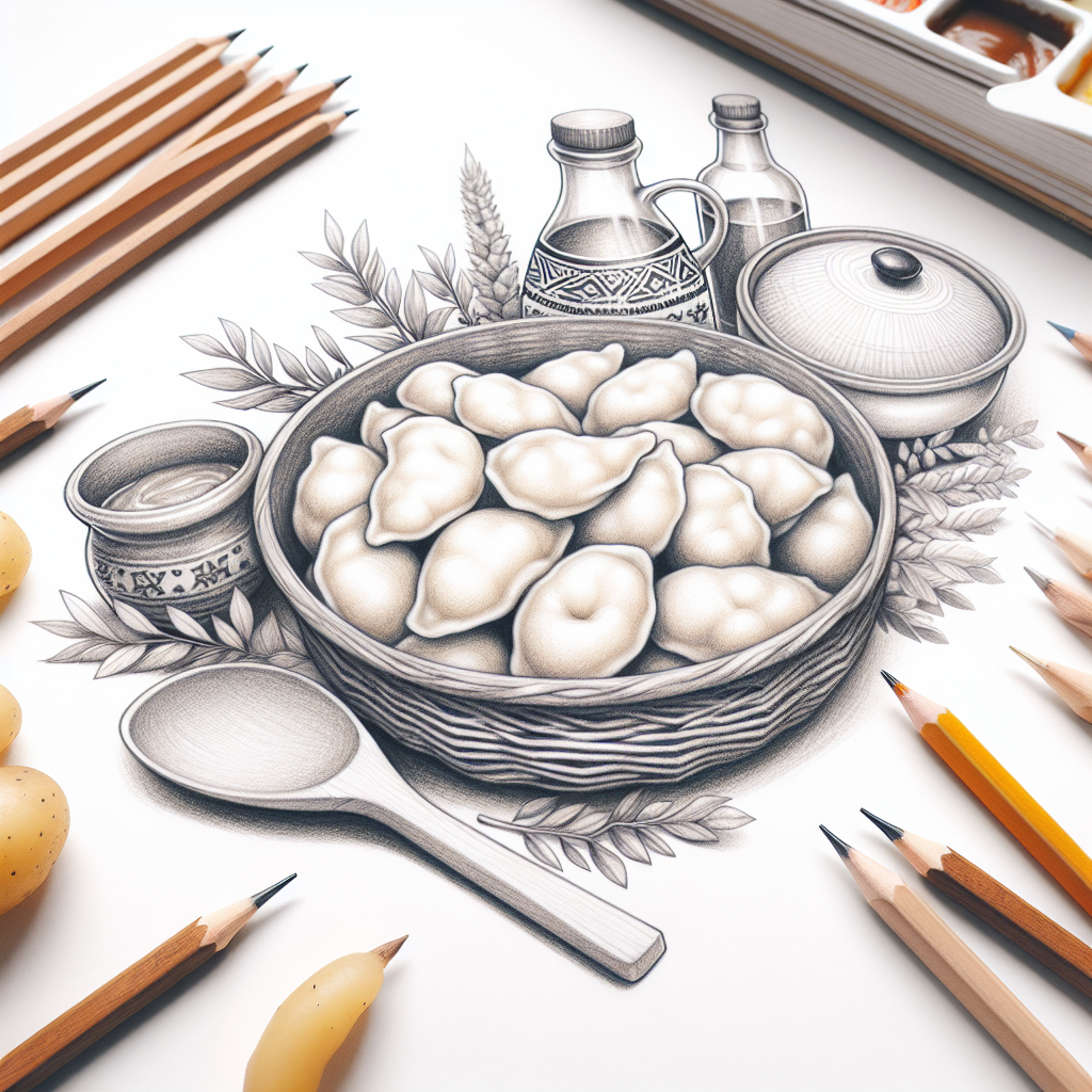 Pastelková ilustrace znázorňující téma: Česká kuchyně