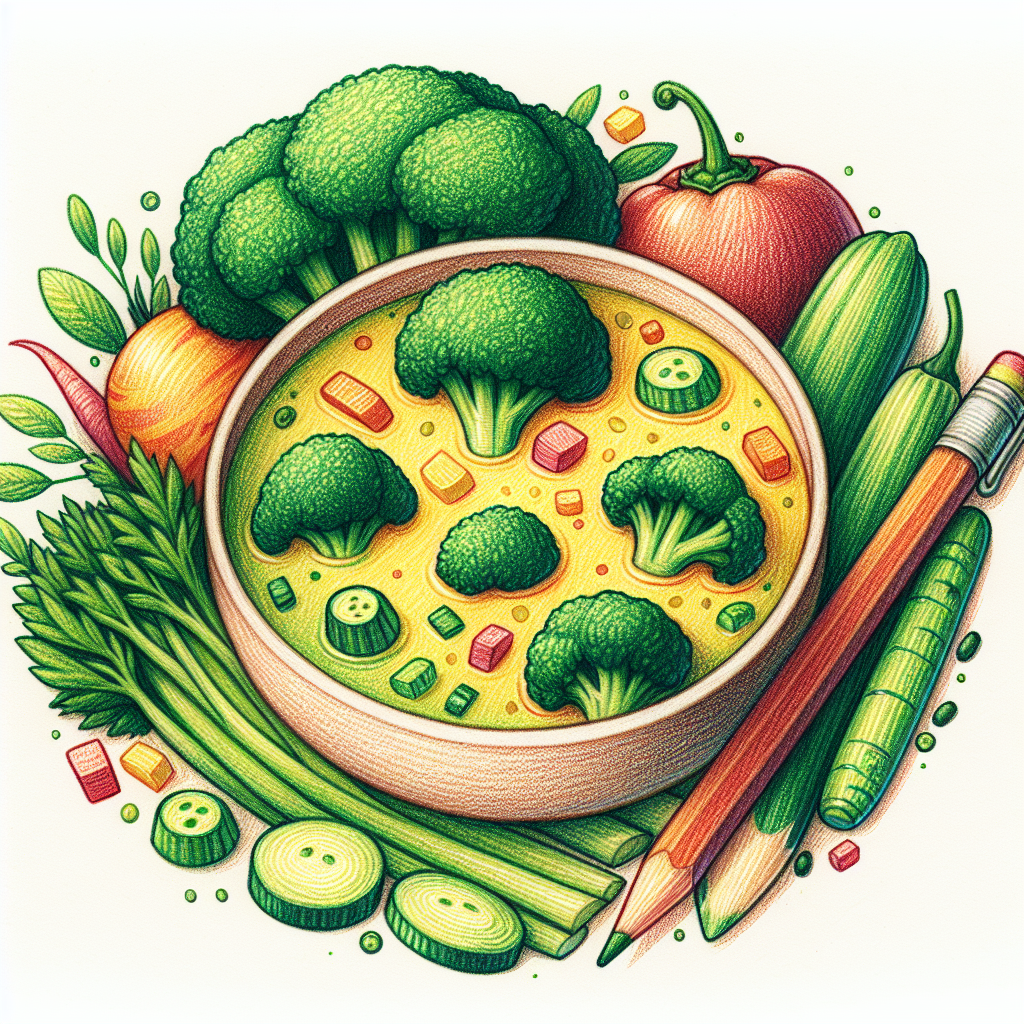 Pastelková ilustrace znázorňující téma: Polévky