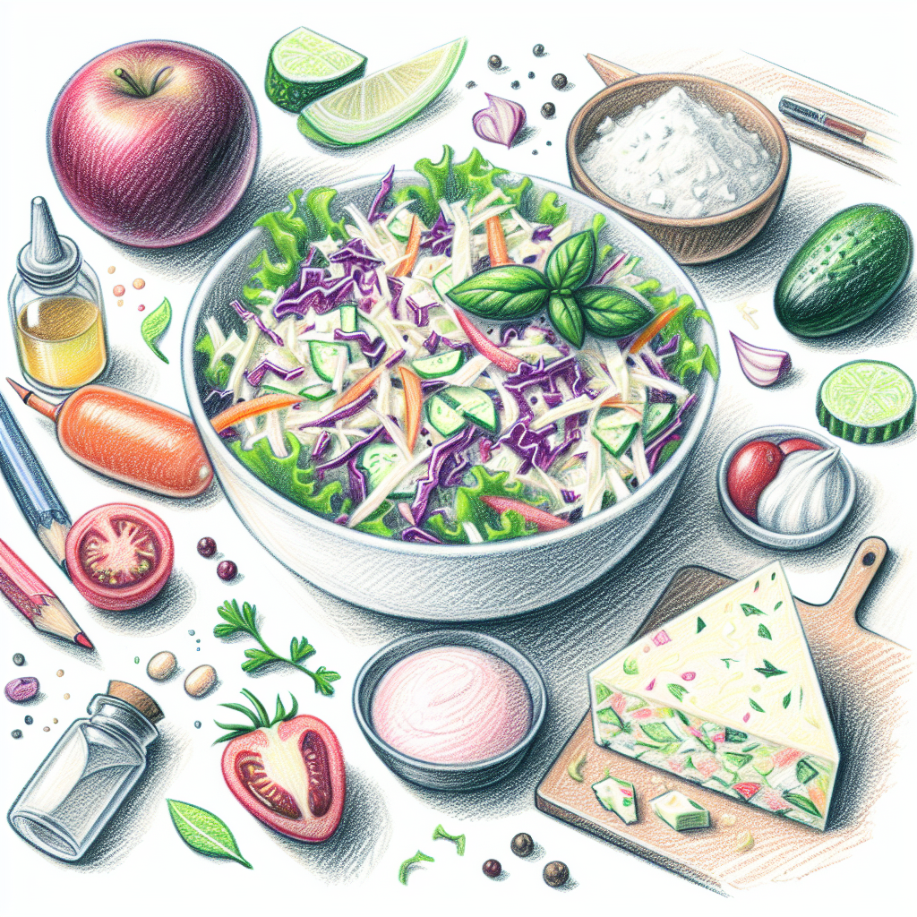 Pastelková ilustrace znázorňující téma: Saláty