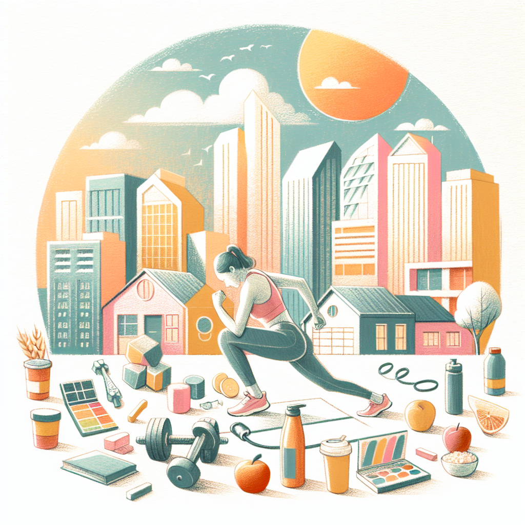 Pastelková ilustrace znázorňující téma: Zdraví a fitness