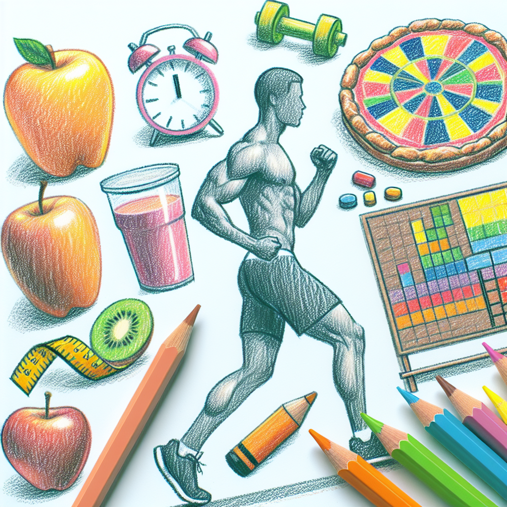 Pastelková ilustrace znázorňující téma: Fitness a zdraví