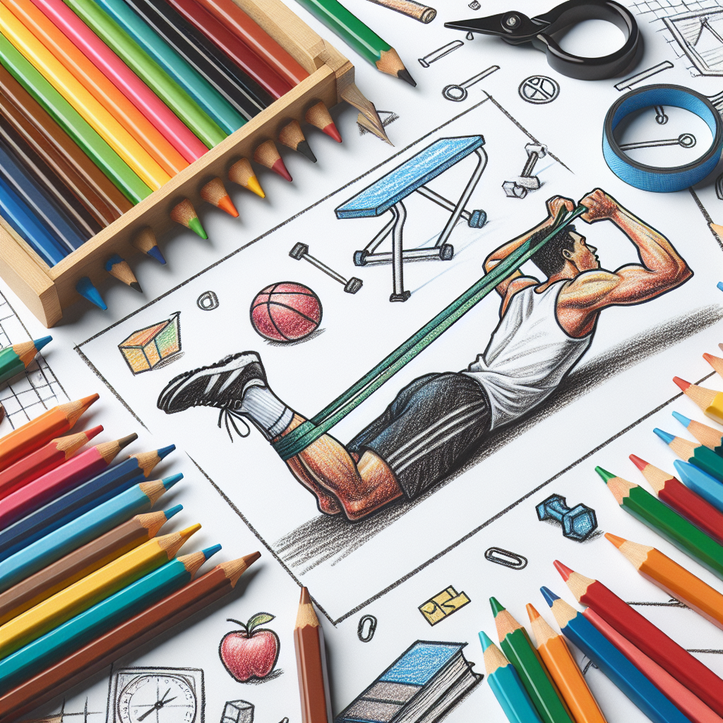 Pastelková ilustrace znázorňující téma: Cvičení na doma