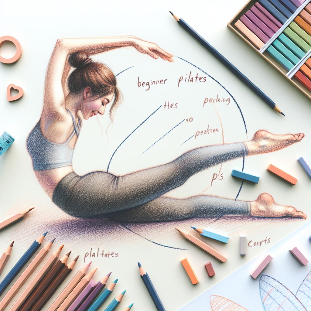 Pastelková ilustrace znázorňující téma: Pilates