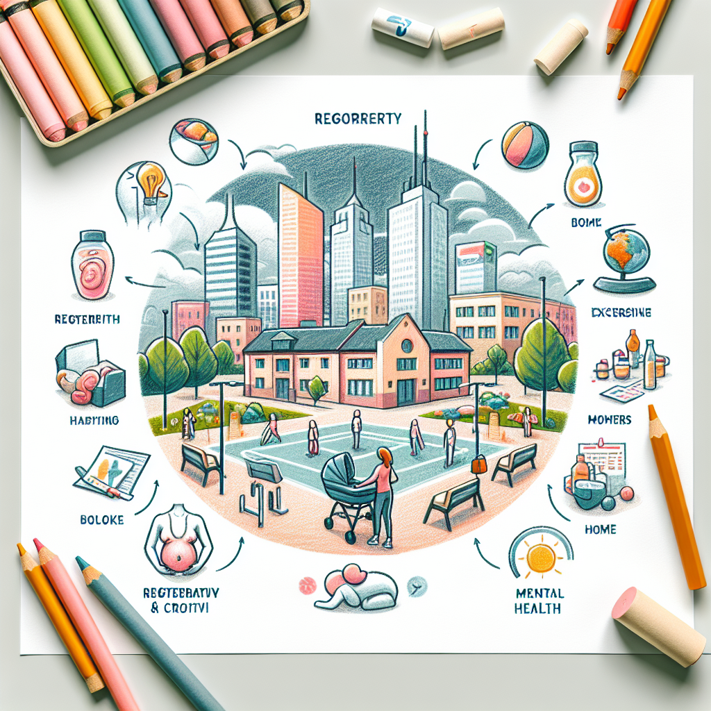 Pastelková ilustrace znázorňující téma: Cvičení po porodu