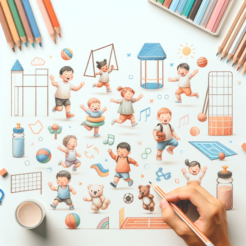 Pastelková ilustrace znázorňující téma: Pohybová aktivita