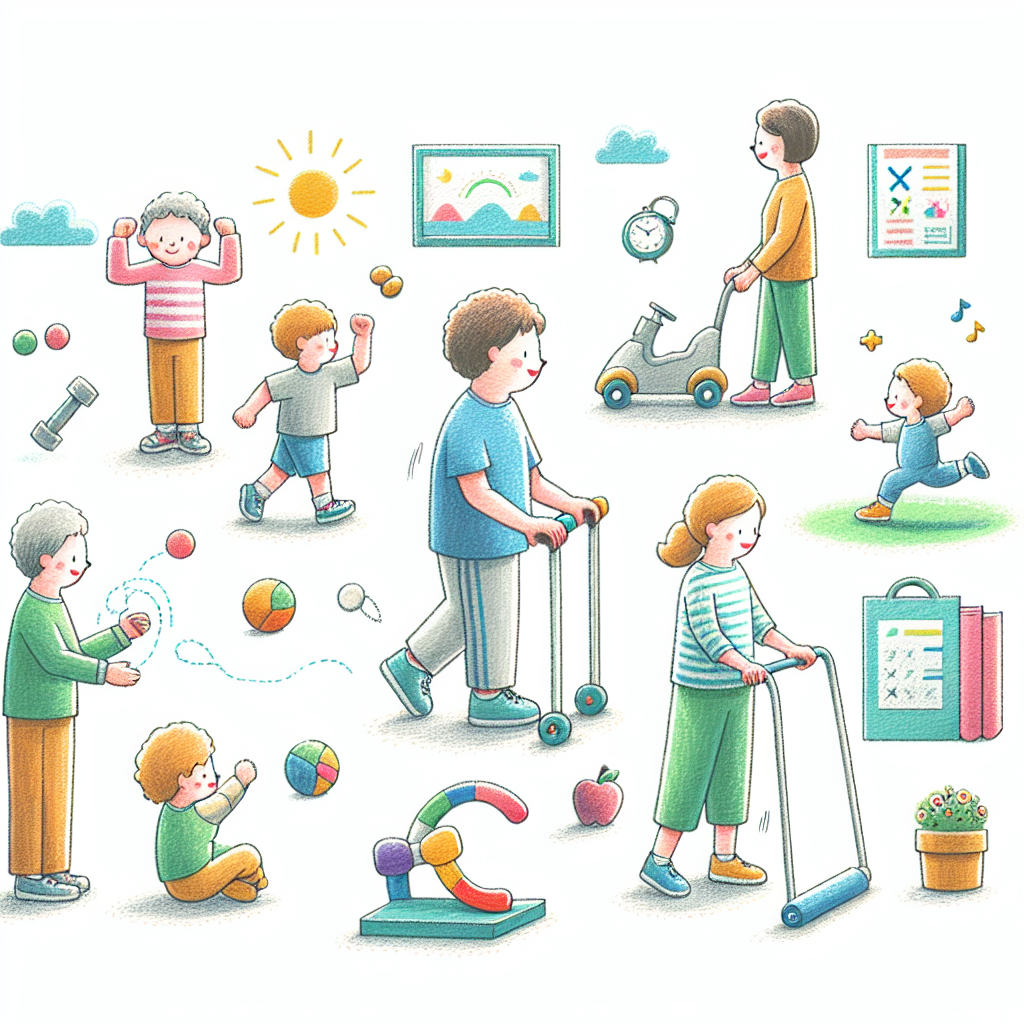 Pastelková ilustrace znázorňující téma: Cvičení pro děti