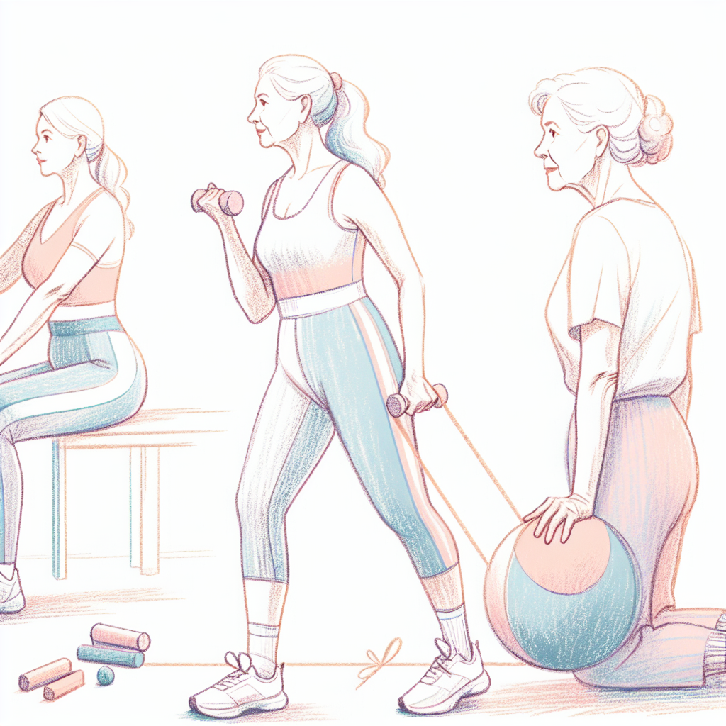 Pastelková ilustrace znázorňující téma: Cvičení