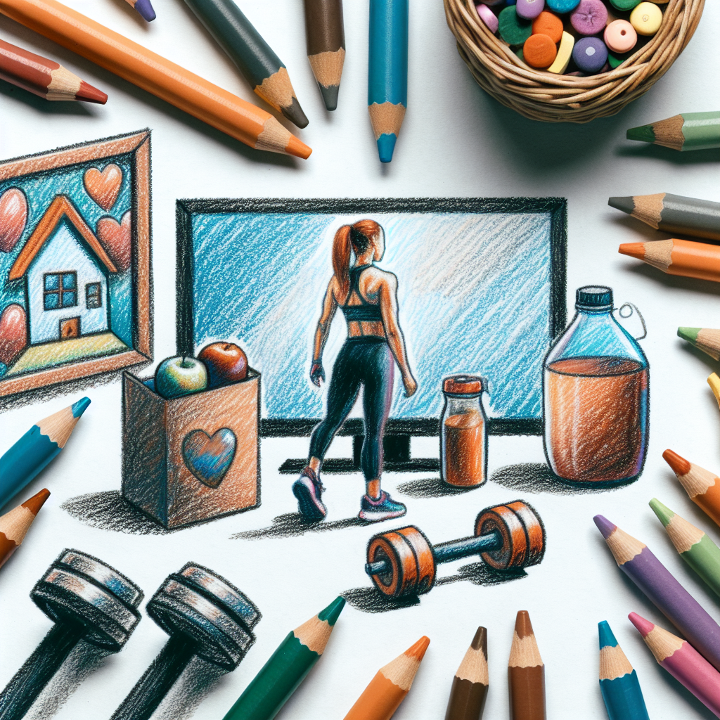Pastelková ilustrace znázorňující téma: Cvičení
