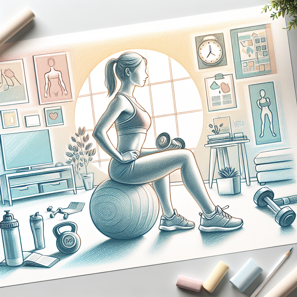 Pastelková ilustrace znázorňující téma: Cvičení a fitness