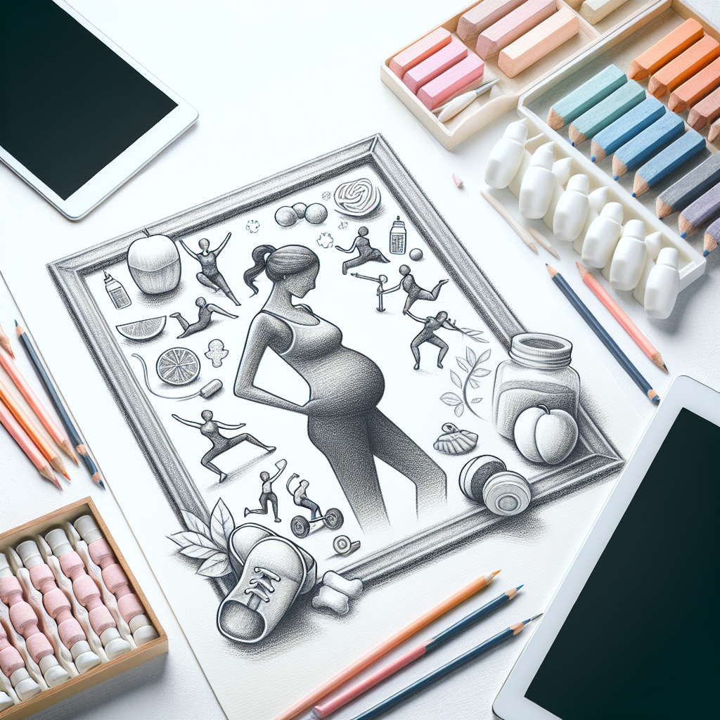 Pastelková ilustrace znázorňující téma: Těhotenství
